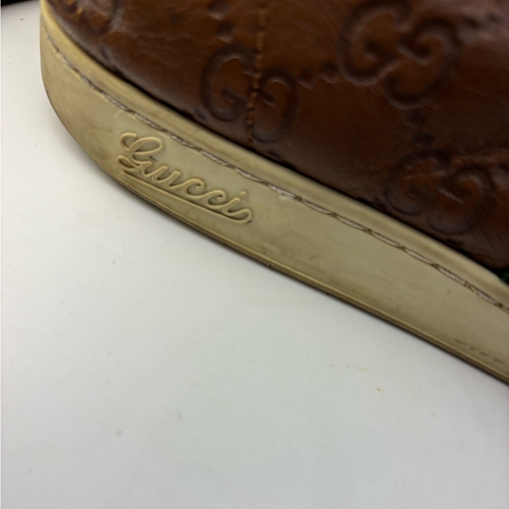 Gucci Guccissima High Top Sneakers Brown Leather Web Stripe Men’s 10.5 - Picture 13 of 13